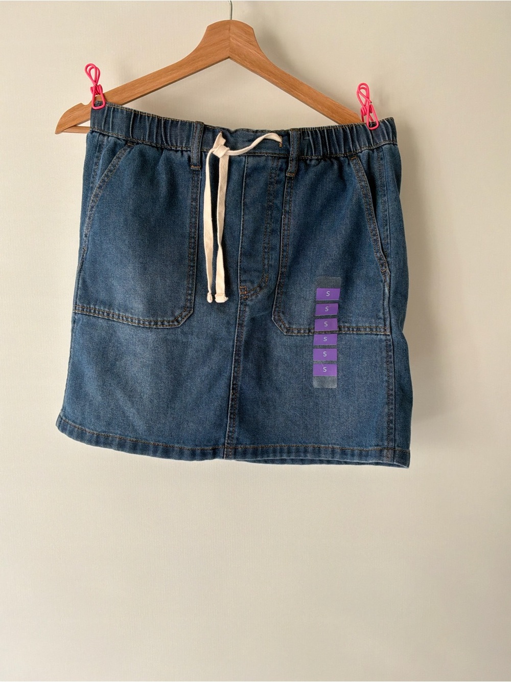 Berkley Jensen Denim Drawstring Skirt with Front Pockets - Blue Size S